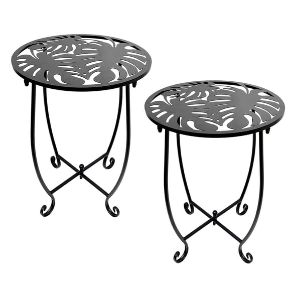 Small Side Tables for Small Space, 2 Pack Metal Outdoor Indoor Side Table, 15" Tall Patio Side Table, 10 Inch Round Side Table, Weather Resistant Mini Metal Round Side Table Pool Chair Side Table