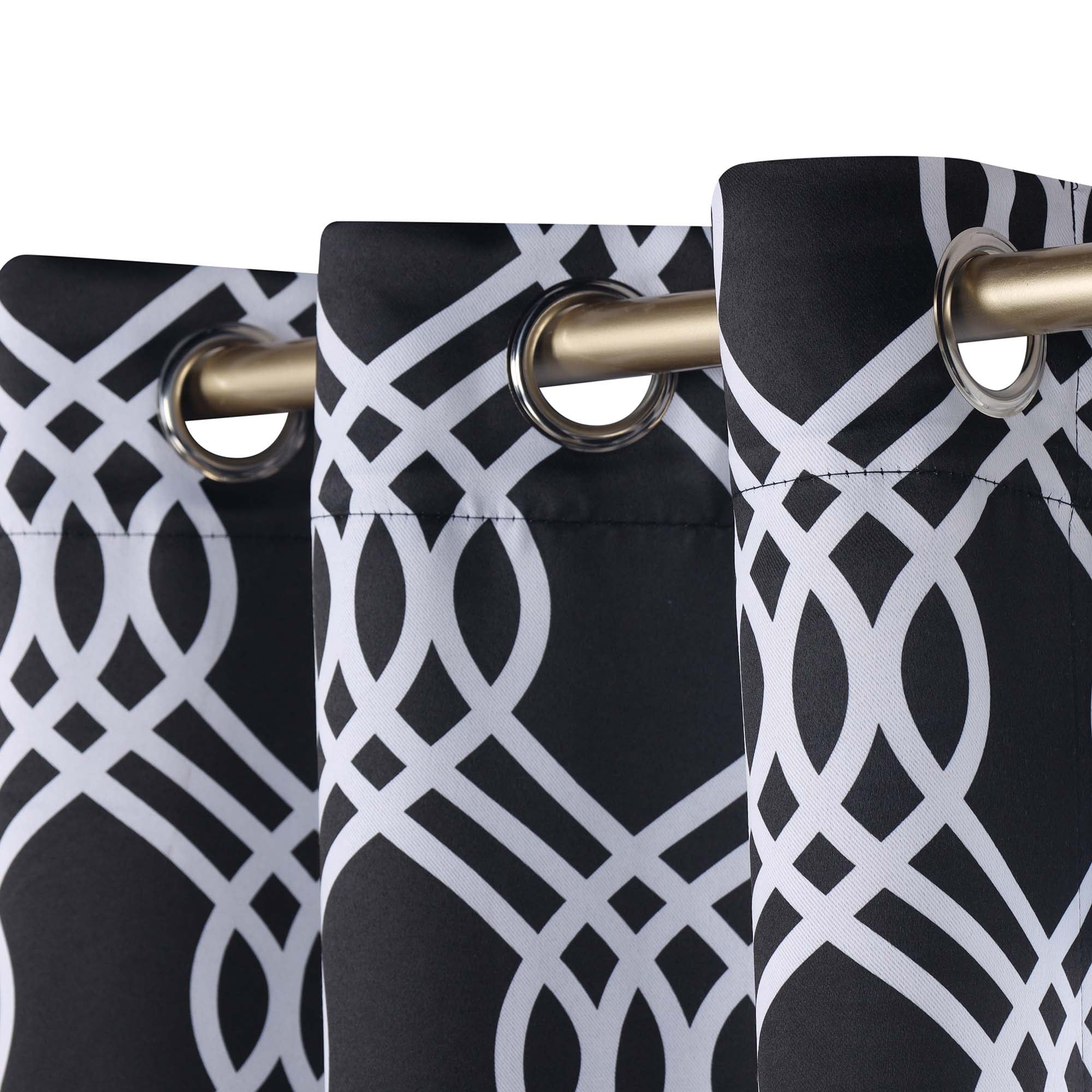 Superior Ribbon Blackout Curtains Set of 2, Grommet Header Cutain Panel Pair, Navy Blue, 52"W x 96"L