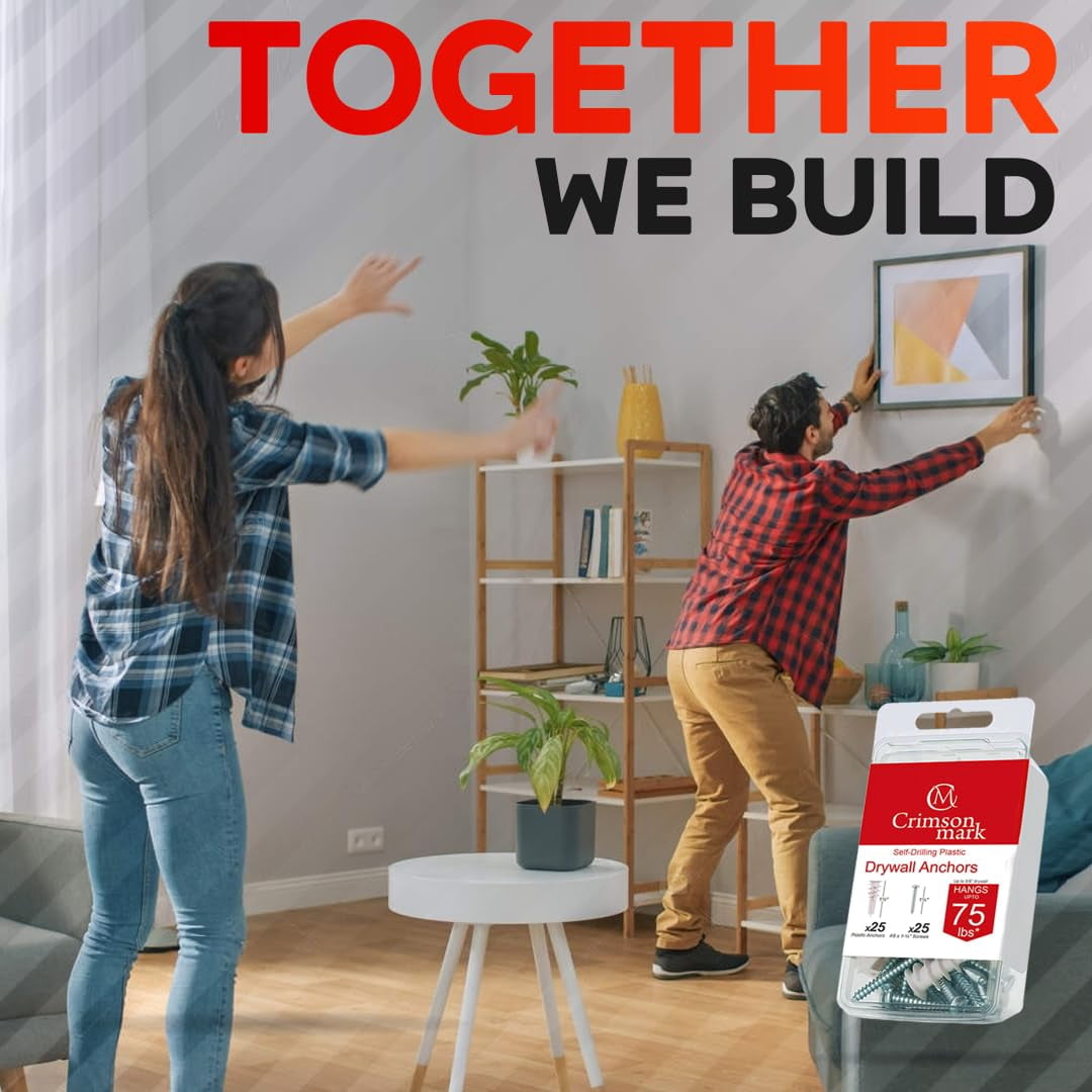 120Pcs #8 Self Drilling Drywall Anchors and Screws kit #8 x 1-1/4”- Superb Wall Anchors for Drywall, Holds Upto 75lbs – No Drill Hole Required with These Dry wall Screws and Anchors