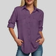 thumbnail image 2 of larppty Womens Soft Stretchy Shirts Long Sleeve Collared Button Down Blouses Tops (Purple, 5XL), 2 of 5