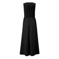 thumbnail image 5 of Robes de Bal pour Femmes Flowy Décontractées Sans Manches Col en V Uni Fendu Maxi Robe Robes de Retour à la Maison, 5 of 5