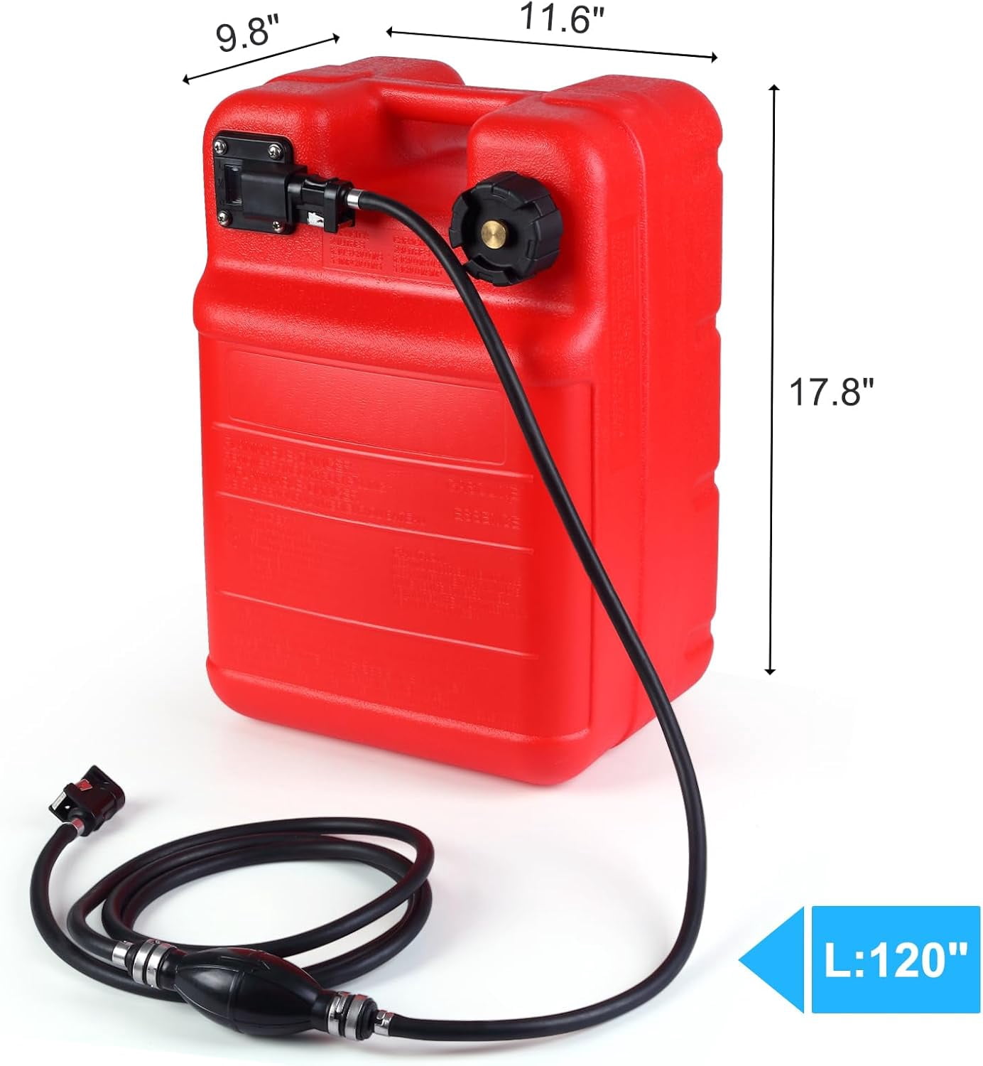 Garvee Portable Boat Fuel Gas Tank with Fuel Line, 6 Gallon, 11.6" x  9.8"x 17.8", Red
