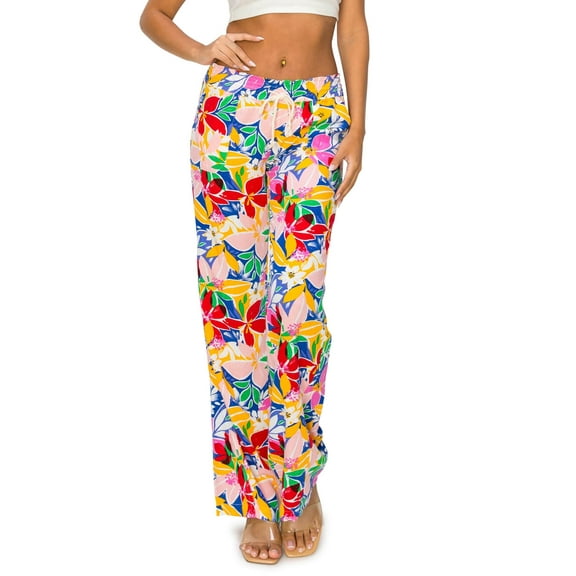 Cali1850 Women's Casual Linen Pants 32" Inseam Oceanside Drawstring Smocked Waist Lounge Beach Pants with Pockets