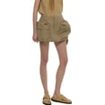 thumbnail image 4 of hirigin Women's Casual Mini Skirts High Waist Drawstring Hem Solid Color Cargo Skirts with Pockets, 4 of 7