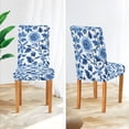 thumbnail image 3 of Yayeee 2 Pack Dining Chair Covers Stretch Parson Chairs Slipcovers Seat Protector, Blue Floral Pattern, 3 of 6