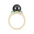 thumbnail image 2 of ANGARA Tahitian Cultured Pearl Floral Ring with Emeralds in 14K Yellow Gold for Women | June Birthstone, Birthday, Anniversary, Jewelry Gift for Women | Pearl Ring, 2 of 8