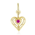 thumbnail image 4 of Wellingsale Ladies 14k Yellow Gold Polished Diamond Cut Red Fancy Heart Dangle Hanging Drop Earrings (21 X 39mm), 4 of 7