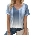 thumbnail image 2 of vigerkar Summer Tops for Women 2025 Short Sleeve V Neck T Shirts Trendy Vintage Basic Tees Loose Comfy Blouses Casual Outfits Blue, XL, 2 of 6