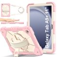 thumbnail image 5 of Kids 3-layer Design Case for Samsung Galaxy Tab A9+ 11.0" 2023 SM-X210 / X216, with Pencil Holder 360 Rotating Kickstand Hand-strap/ Shoulder Strap Heavy Duty Protective Tablet Cover, Rosegold+Beige, 5 of 9