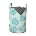thumbnail image 1 of Exotic Laundry Bag, Pastel Monstera Leaves Tropic Flora Petals Pastel Jungle Paradise Hawaiian, Basket with Handles Drawstring Closure for Laundromats, 13" x 19", Turquoise Pale Peach, by Ambesonne, 1 of 4