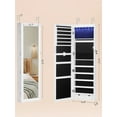 thumbnail image 3 of 6 LEDs Mirror Jewelry Cabinet 47.2-Inch Tall Lockable Wall/Door Mounted Jewelry Armoire Makeup Perfume Holder Organizer with Mirror Makeup Perfume 2 Drawers White, 3 of 7