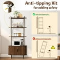 thumbnail image 6 of 71" Tall Fluted Bookshelf, 4 Tiers Wooden Display Book Shelf Case w/Storage Doors, Mid Century Modern Bookshelf for Bedroom Living Room, Freestanding Shelving Unit, Plant Stand Indoor (Brown), 6 of 14