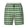 thumbnail image 4 of Lsque Mens Swim Trunks Light Green Squares Pattern - Bathing Suit Compression Liner - Beach Swim Shorts Swimwear - (S-3XL) - Stretch Quick Dry -3X-Large, 4 of 9