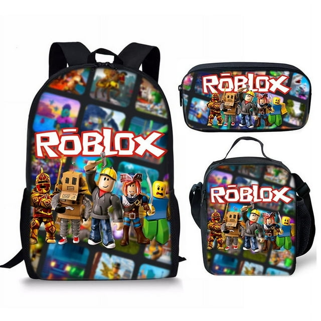 ROBLOX Backpack, Retro Bag, Cartoon Backpack Three-piece, 3D Printing, Game Characters, Travel Bag-SinKeeU