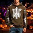 thumbnail image 2 of JIAYUE Men Halloween Sweatshirt Skeleton Graphic Print Baggy Pullover Hoodies for Fall Holiday Daily Activities, 2 of 4