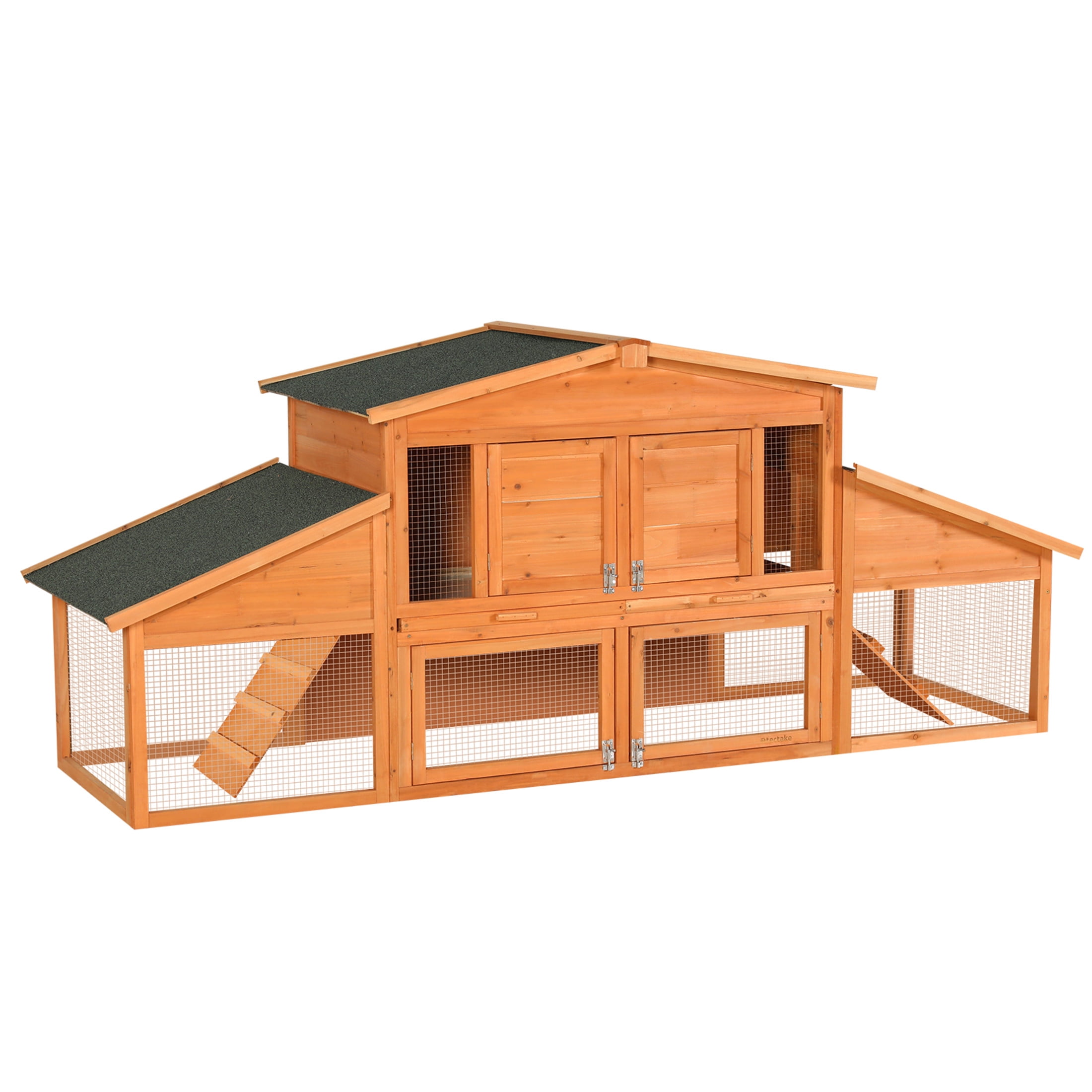 Noble House 91" Extra-Large Fir Wood Rabbit House, Outdoor Chicken Coop Hutch with Cleaning Tray, Natural