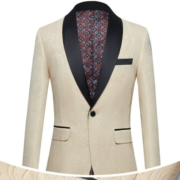 Mens Suit Floral Slim Fit Tuxedo Clothes Shawl Lapel Blazer Jacket for Wedding Prom Dinner Party Tuxedo