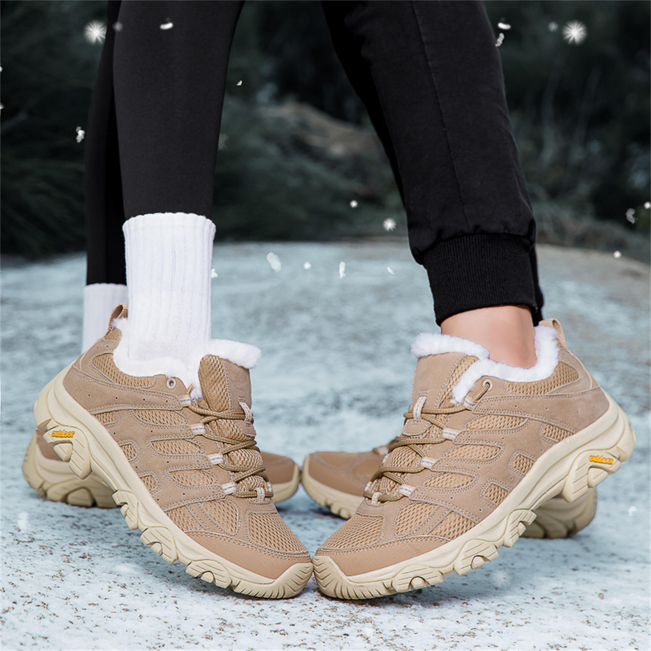 YOURDIARY Womens Mens Winter Hiking Shoes Comfortable Warm Walking Shoes