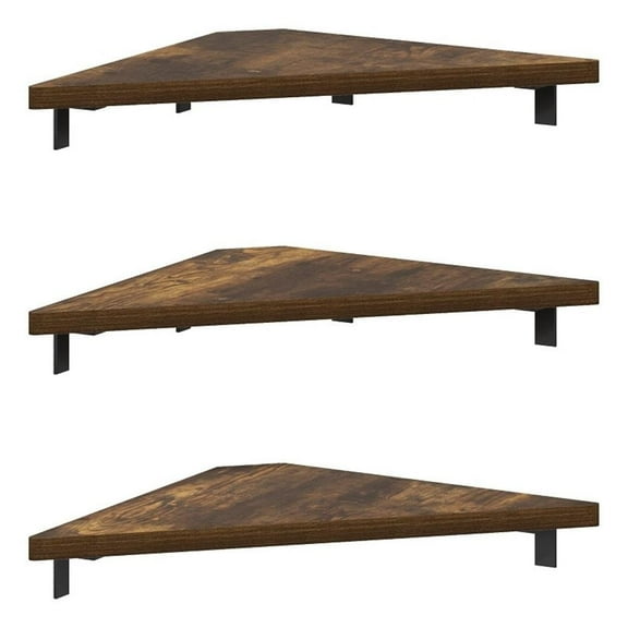Pemberly Row Triangle Corner Floating Shelves in Wall Mount Display Set of 3