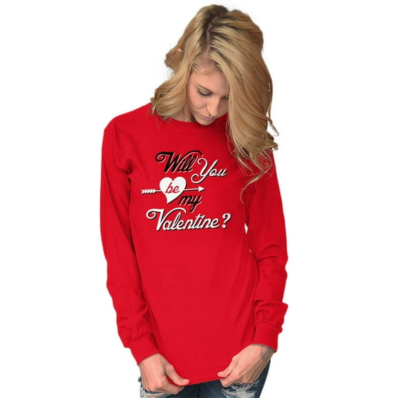 Be My Valentines Day Heart Love Women's Long Sleeve T Shirt Brisco Brands M