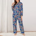 thumbnail image 2 of Fotbe Cute Popcorn Conjunto de Pijama de Manga Larga para Mujer con Estampado, Ropa de Dormir de 2 Piezas, Conjunto de Casa Suave y Cómodo con Bolsillos-Small, 2 of 7