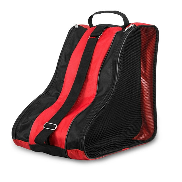 Sac de Transport Respirant à 3 Couches pour Patins à Roulettes, Patins en Ligne, Patins à Glace, Rouge