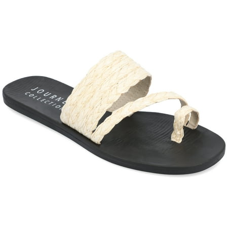 

Journee Collection Womens Zindy Raffia Slip On Slide Sandal