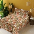 thumbnail image 2 of Ambesonne Hydrangea Pattern Fitted & Flat Sheet with Shams 4 Pcs Set, Floral Bohemian, King, Burnt Sienna and Off White, 2 of 5