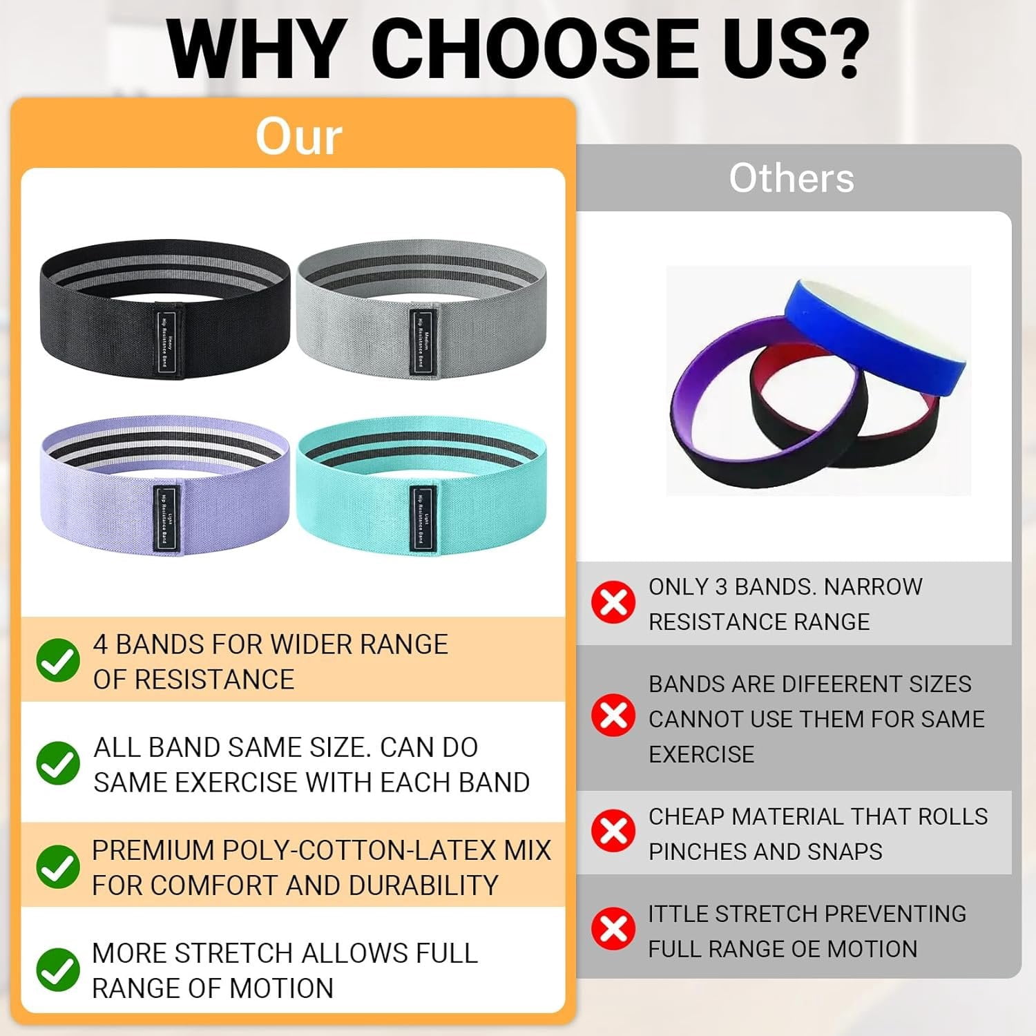 12 count Fabric Resistance Bands for Working Out, Booty Bands for Women and Men, Exercise Bands for  and ,Elastic Stretch Bands for Exercise Yoga Pilates Fitness  Workout