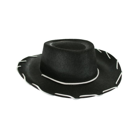 Child Western Woody Cowboy Hat Black Stitched Felt One Size Wild West