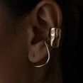 thumbnail image 3 of PISONIC Chunky Ear Cuff for Women - 18K Gold Plated Huggie Hoop, Non Piercing Cuff Earrings, Clip On Elegant Ear Clips, Cartilage Wrap, Fashionable Fake Earring Cuffs for Non Pierced Ears, 3 of 7