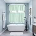 thumbnail image 3 of Green White Stripe Kitchen Curtains Sets for Windows 36 Inch Length, Modern Minimalist Geometric Striped Rod Pocket Window Treatments Tier Curtains and Valances Set for Bedroom/Bathroom, 3 of 8