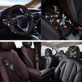 thumbnail image 4 of Yuyamidu Dragonfly Car Seat Cover Set of 14 Hippie Floral Steering Wheel Cover Headrest Covers Seat Belt Covers Center Console Pad Keychain Coasters Auto Interior Accessories, 4 of 7