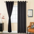 thumbnail image 2 of Nanwei Cortinas Blackout Opacasantiruido Térmico Opacas Para Estar/recámara Para 100% Poliéster De Sala Tela Impermeable Liso Y Suave 132 X 214cm En La Parte Superior Con Ojales 2 Paneles Negro, 2 of 4