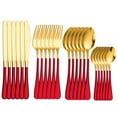 thumbnail image 1 of Zhuge 24 Piece Silverware Cutlery Set, Silverware Flatware Set for 6, Stainless Steel Cutlery Tableware Set, Kitchen Utensils for Home Restaurant Party,Gold Red, 1 of 4