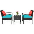 thumbnail image 5 of Patiojoy 3-Piece Patio Wicker Storage Table & Chair Set Outdoor Conversation Set Turquoise, 5 of 5