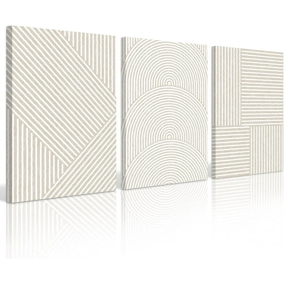 Mid Century Modern Wall Art Prints Boho Green poster Wall Decor Artwork Abstract Pictures Neutral Geometric Wall Art Minimalist Beige Painting Set of 3 for Living Room Bedroom