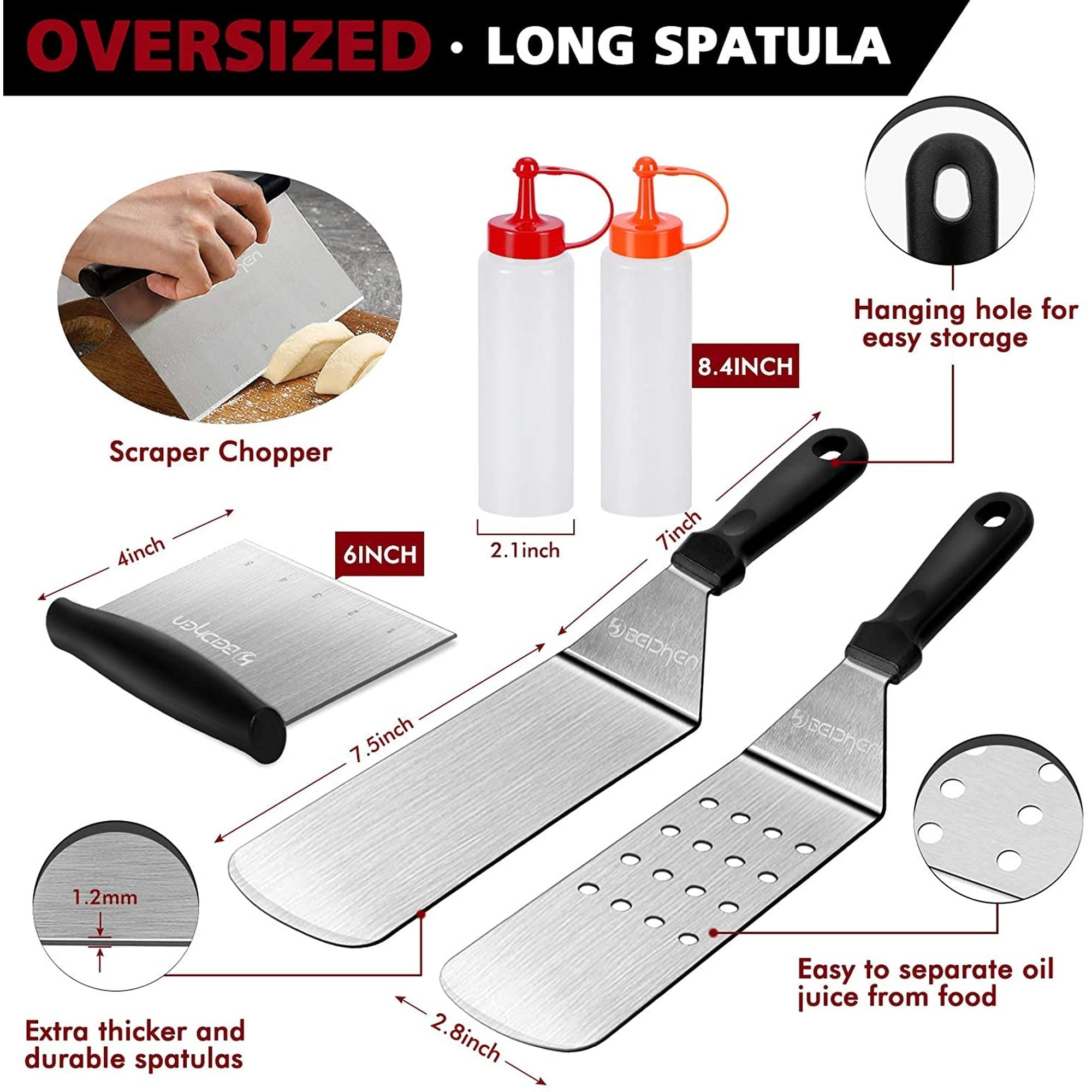 Anoak 14PCS Griddle Accessories Kit, Flat Top Grill Accessories Set for Blackstone and Camp Chef, Grill Spatula Set with Enlarged Spatulas, Scraper for Outdoor Barbecue