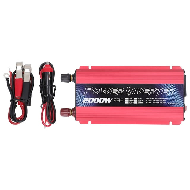 Car Power Inverter Solar Power Universal Aluminum Alloy Low Noise Modified Sine Wave Inverter for Multipurpose Charging 2000W