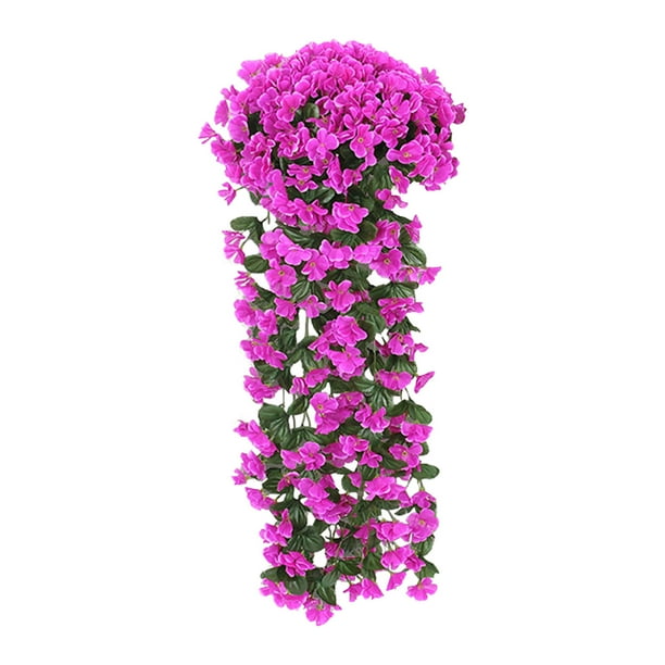 Flores artificiales colgantes de color violeta, 5 unidades, imitación de violeta de seda, orquídea artificial para el hogar y el jardín.