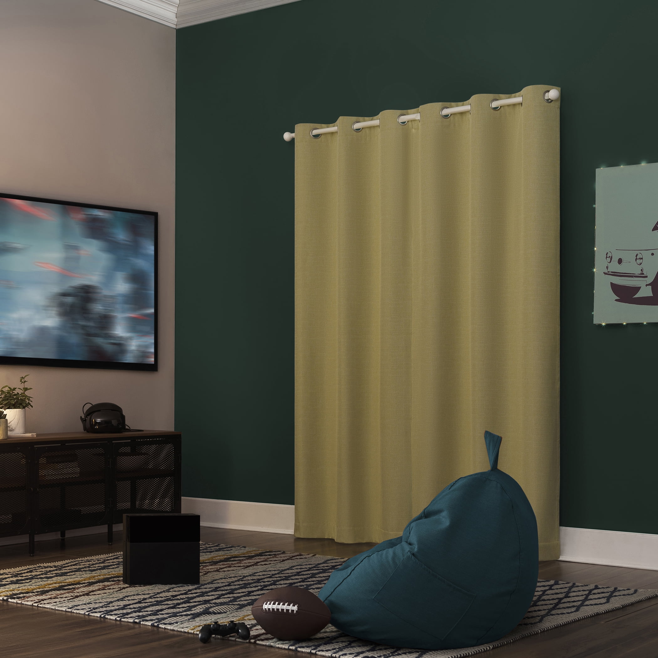 Sun Zero Miles 100% Blackout Grommet Single Curtain Panel in Yellow 40" x 84"