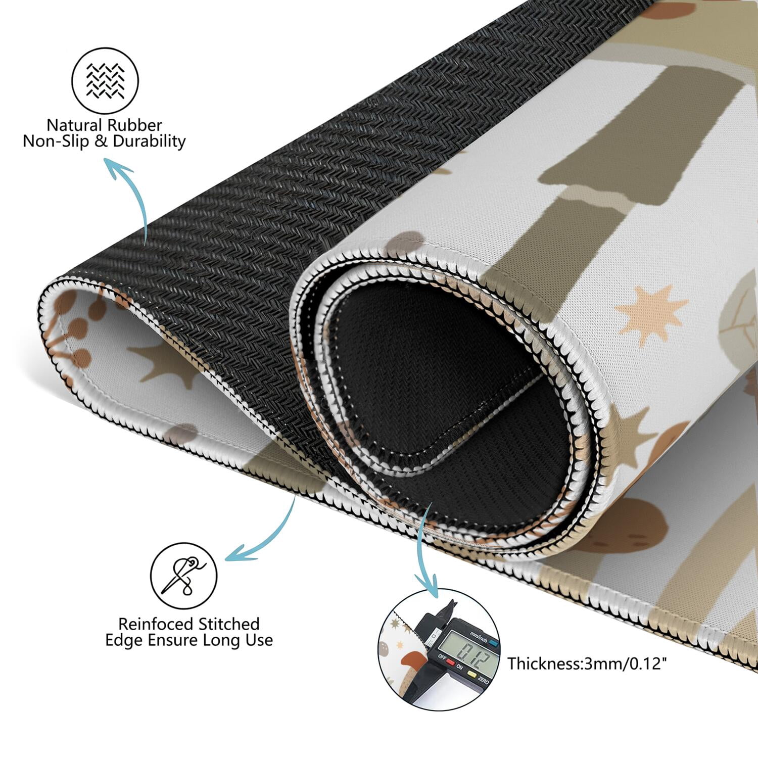 Square Plants Inspired Game Mat 31.5 Inches Crafted from High Quality Rubber Featuring Anti-Slip Backing Grip and Noise Reduction for Tiles Cards Games
