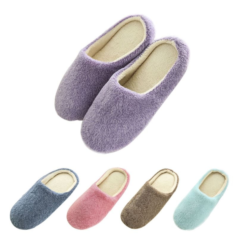 Ladies Slippers Shoes Non-slip Couple Cotton Fleece+Rubber Warm Plush Fleece 