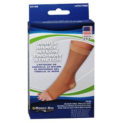 Sportaid Orthèse de Cheville, Nylon Extensible Bidirectionnel, Couleur Beige, Taille : Grand - 1 Pce