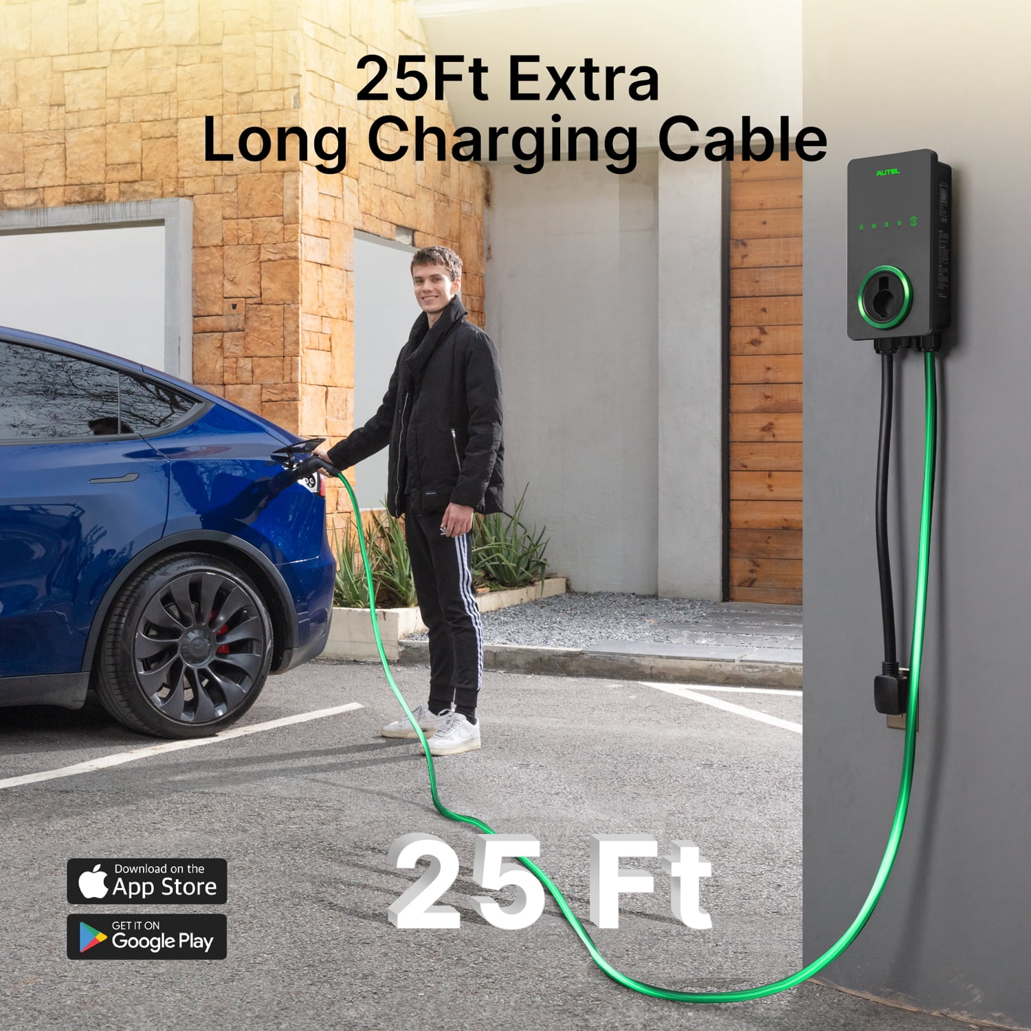 Autel Home Smart AI Level 2 EV Charger up to 40Amp, 240V, Indoor/Outdoor Fast Electric Vehicle Charging Station with Flexible 25-Foot Cable, NEMA 14-50 Plug, Dark Gray