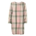 thumbnail image 6 of Women's Casual Dress Long Sleeve Round Neck Plush Flannel Plaid Print Loose Fit Winter Dress for Holiday Season,Light pink,S, 6 of 7