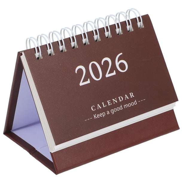 Mini calendario de escritorio 2026, calendario de escritorio pequeño con tapa abatible, planificador mensual para oficinas en casa.