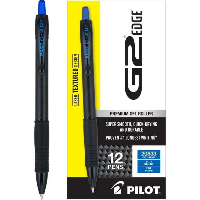 Bolígrafos roller de gel PILOT G2 Edge azul, 12 unidades, punta fina 0,7 mm