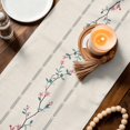 thumbnail image 3 of Beige Flower Branch Table Runner 90 Inches, Spring Summer Farmhouse Botanical Bed Runner Dresser Scarves Tabletop for Indoor Outdoor Parties/Ceremony/Banquet, 13" x 90", 3 of 9