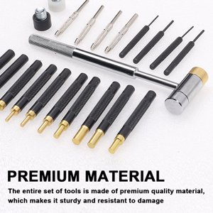 Jeu d'outils de poinçonnage,Traitement de l'outil de pouncheuse à broches en cuivre 21pcs Jeu de marteau de cuivre de Punch Outils de maintenance Pin de chisel Jeu de poinçon de cuivre côté de jeu de marteau Buzhi 21pcs